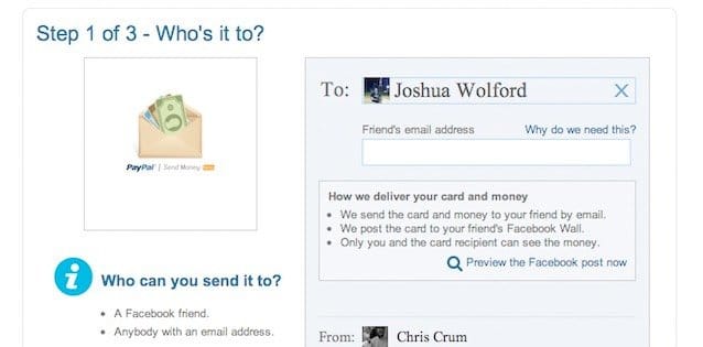 Send Money to Friends Could be Used for FB eCommerce