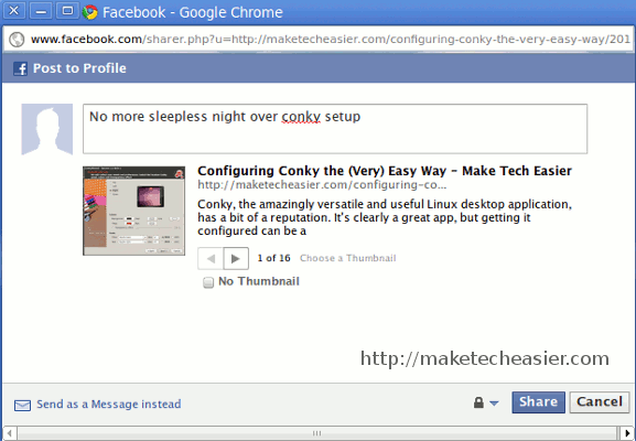 Facebook Share Customize