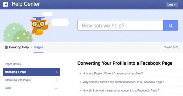 Converting to a Facebook Page