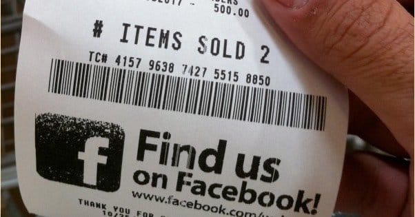 Facebook on Receipt