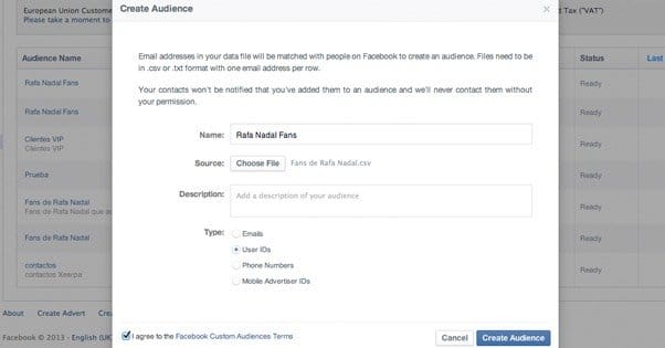 Create Audience Screenshot