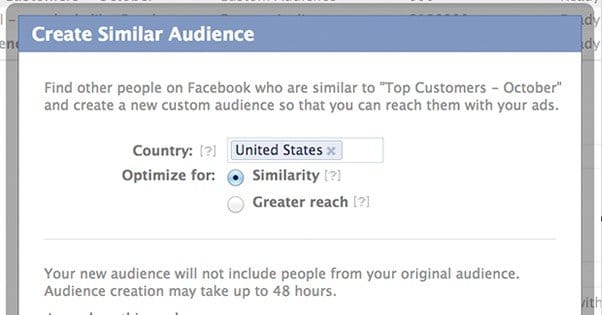 Create Similar Audience Screenshot