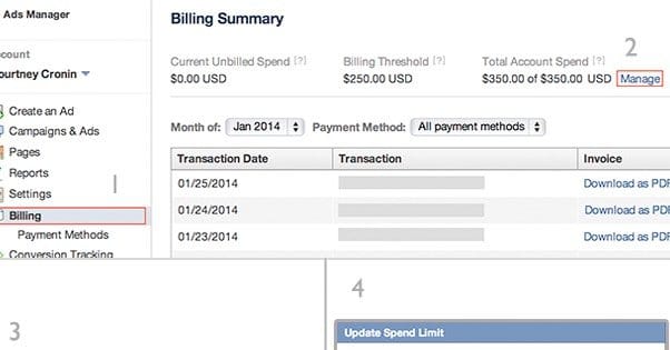 Account Spending Limit Screenshot