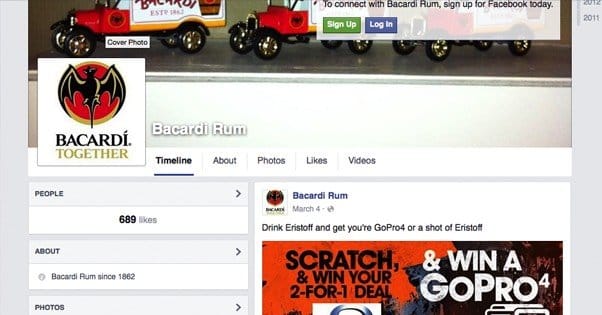 Alcohol Related Facebook Example