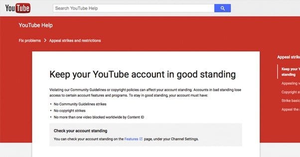 YouTube in Good Standing