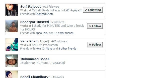 List of Followers on Facebook