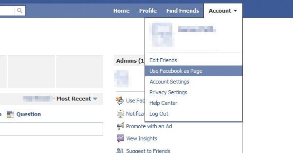 Use Facebook as Page