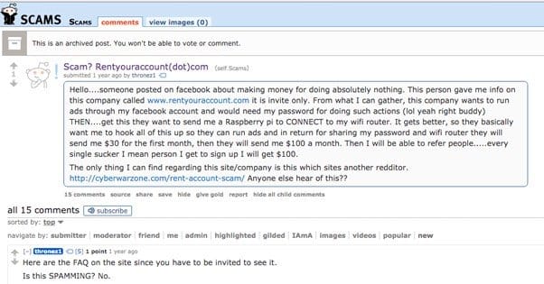 Rentyouraccount Scam