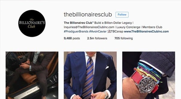 Billionaires Club Instagram