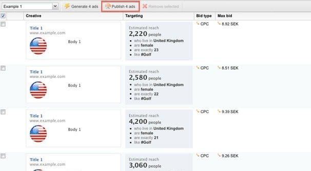 Bulk Publishing and Creating Ads