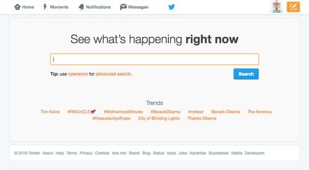 Twitter Search Screen