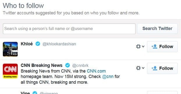 Twitter Who to Follow