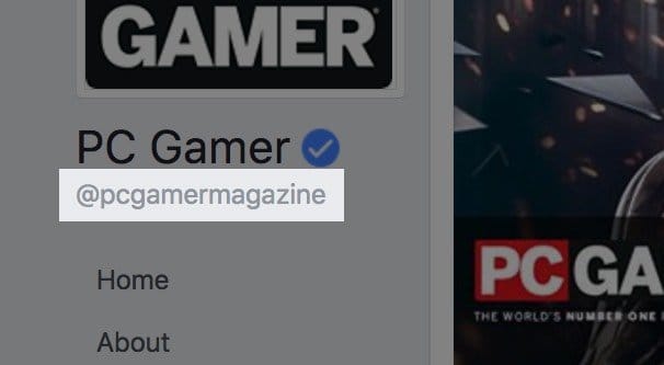 Username on Facebook