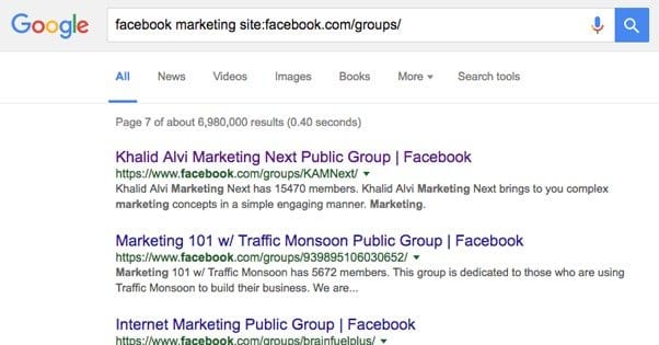 Finding Facebook Groups