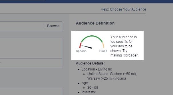 Facebook Audience Too Specific
