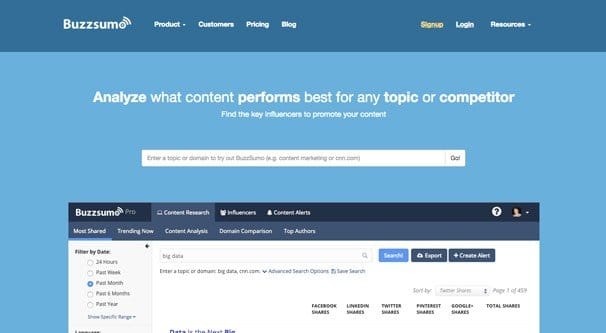 BuzzSumo Website Screenshot Homepage