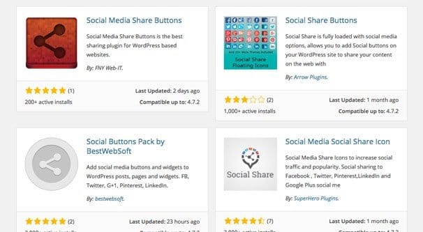 Example WordPress Social Plugins