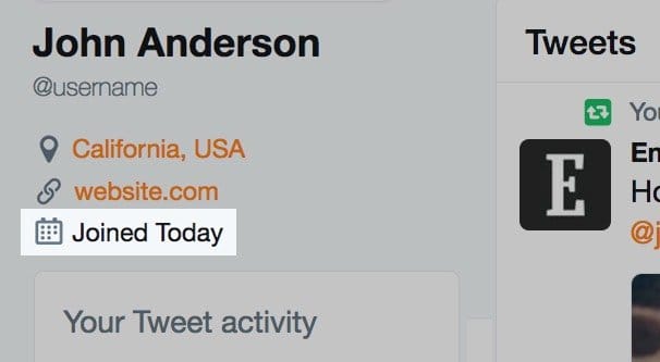 Joined Today Twitter