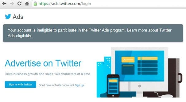 Twitter Ads Inelligible