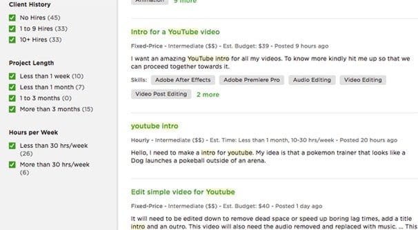 YouTube Intro Freelancers for Hire