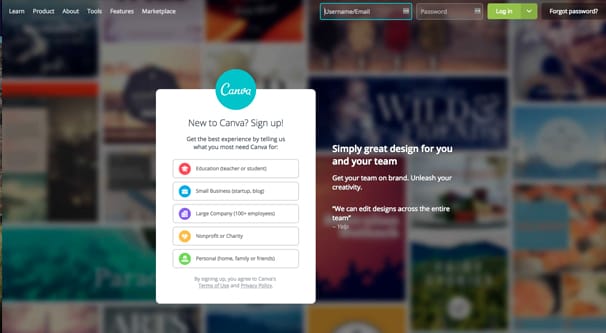 Canva Homepage
