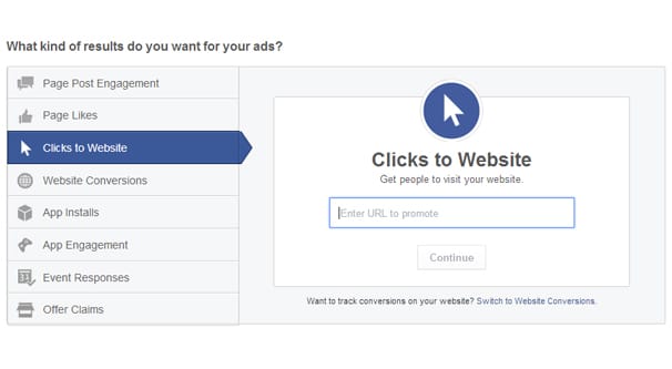 Examples Ad Goal Creation Screen