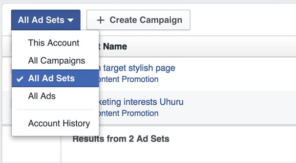 Facebook Ad Sets