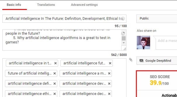 Adding YouTube Video Keywords