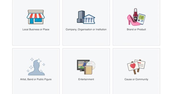 Facebook Page Categories Grid