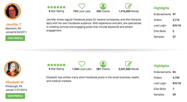 Hiring Writer Profiles