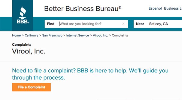 BBB Complaints About Virool