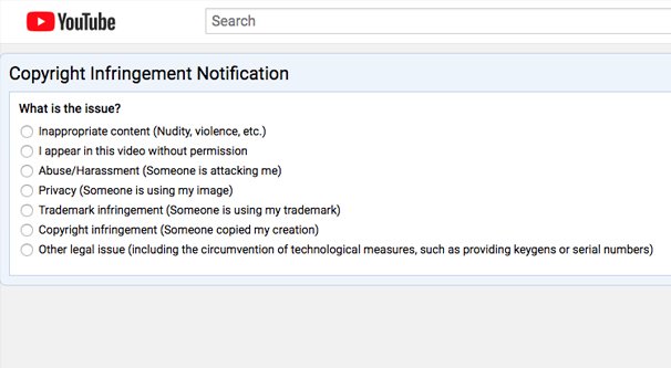 YouTube Copyright Infringement Form