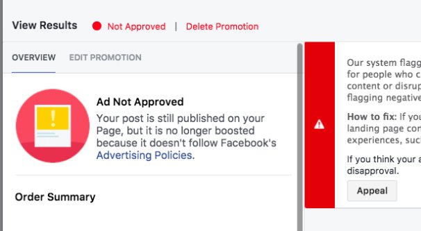 Ad Not Approved Facebook