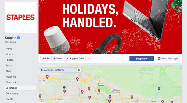 Staples Facebook Page Locations