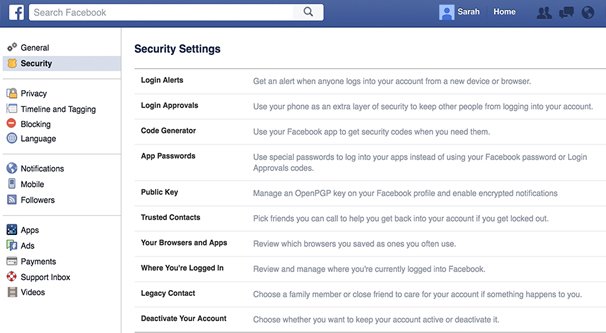 Facebook Security Settings