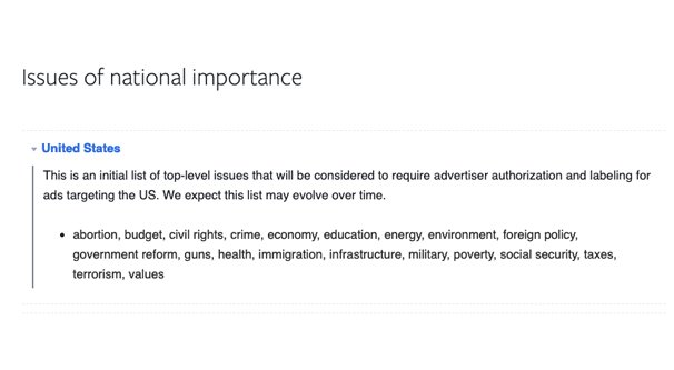 Issues of National Importance