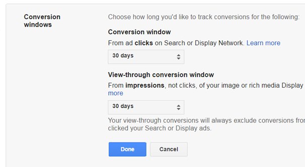 Setting Your Conversion Window