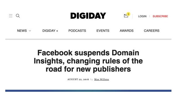 FB Suspends Domain Insights