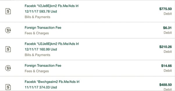Facebook Billing Charges